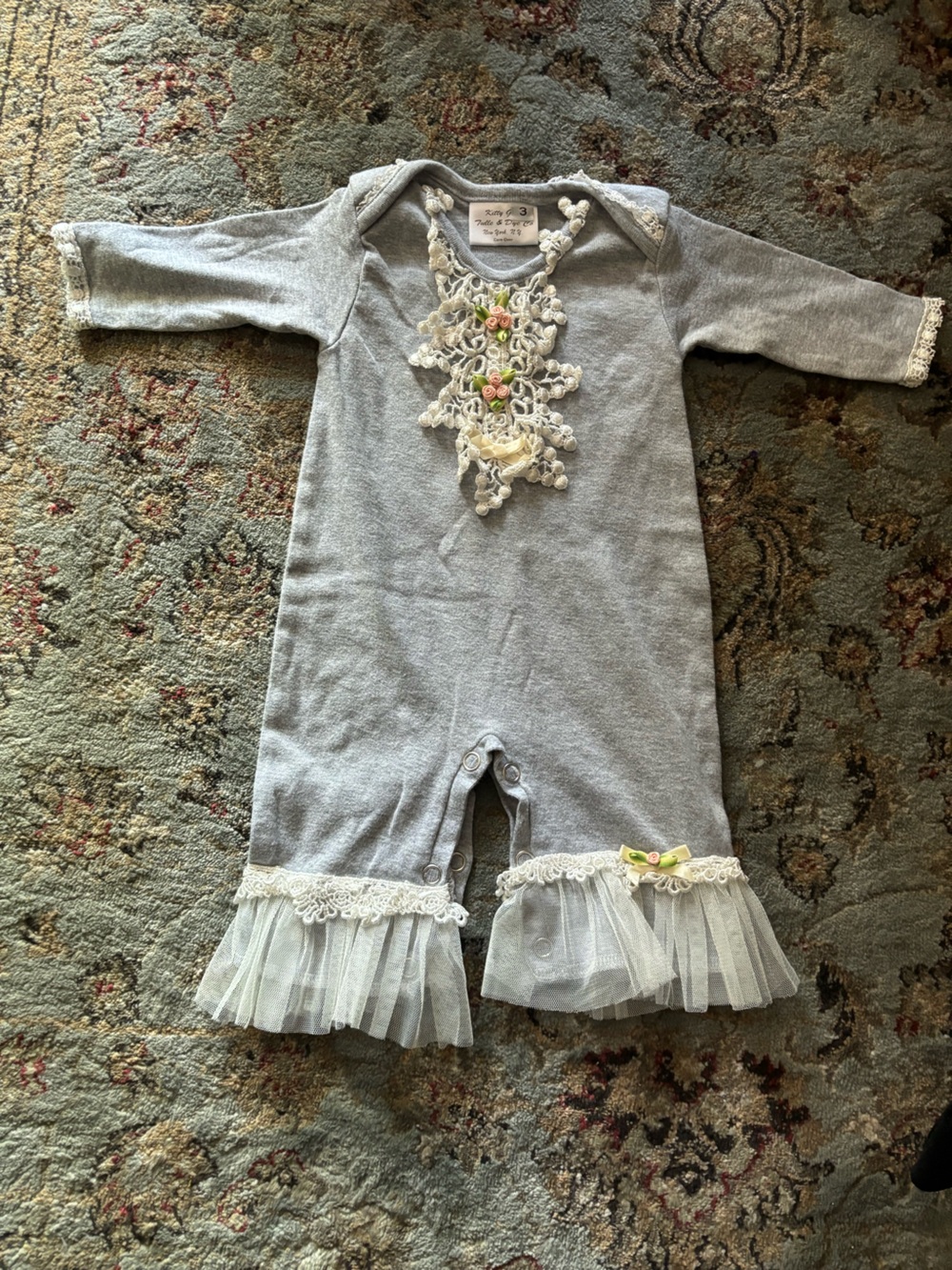 Stunning Boutique Lace Tulle Baby Romper One of a Kind